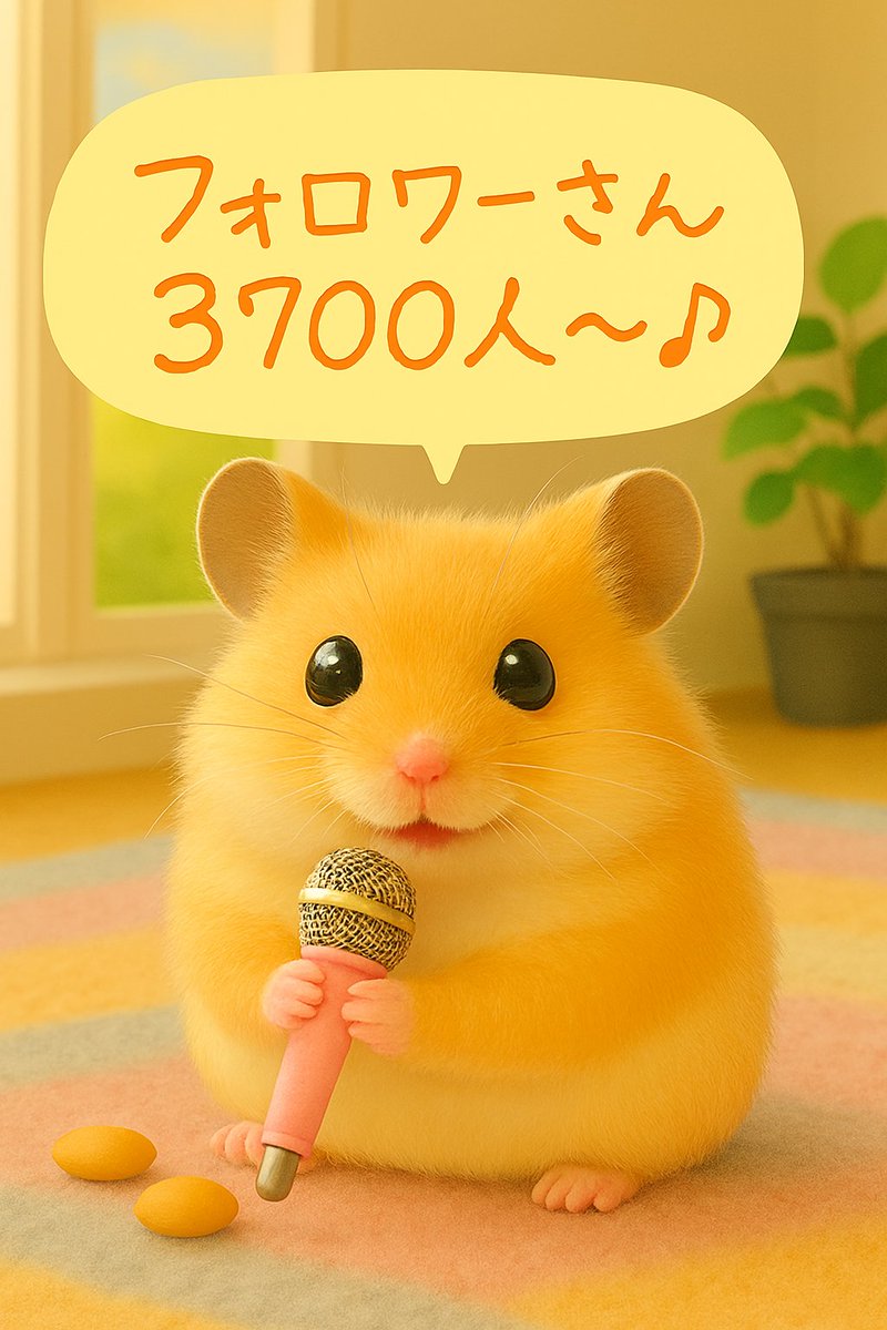 🐹フォロワーさん3700人〜♪🐹 ハムちゃんも、ちょこんとマイクで