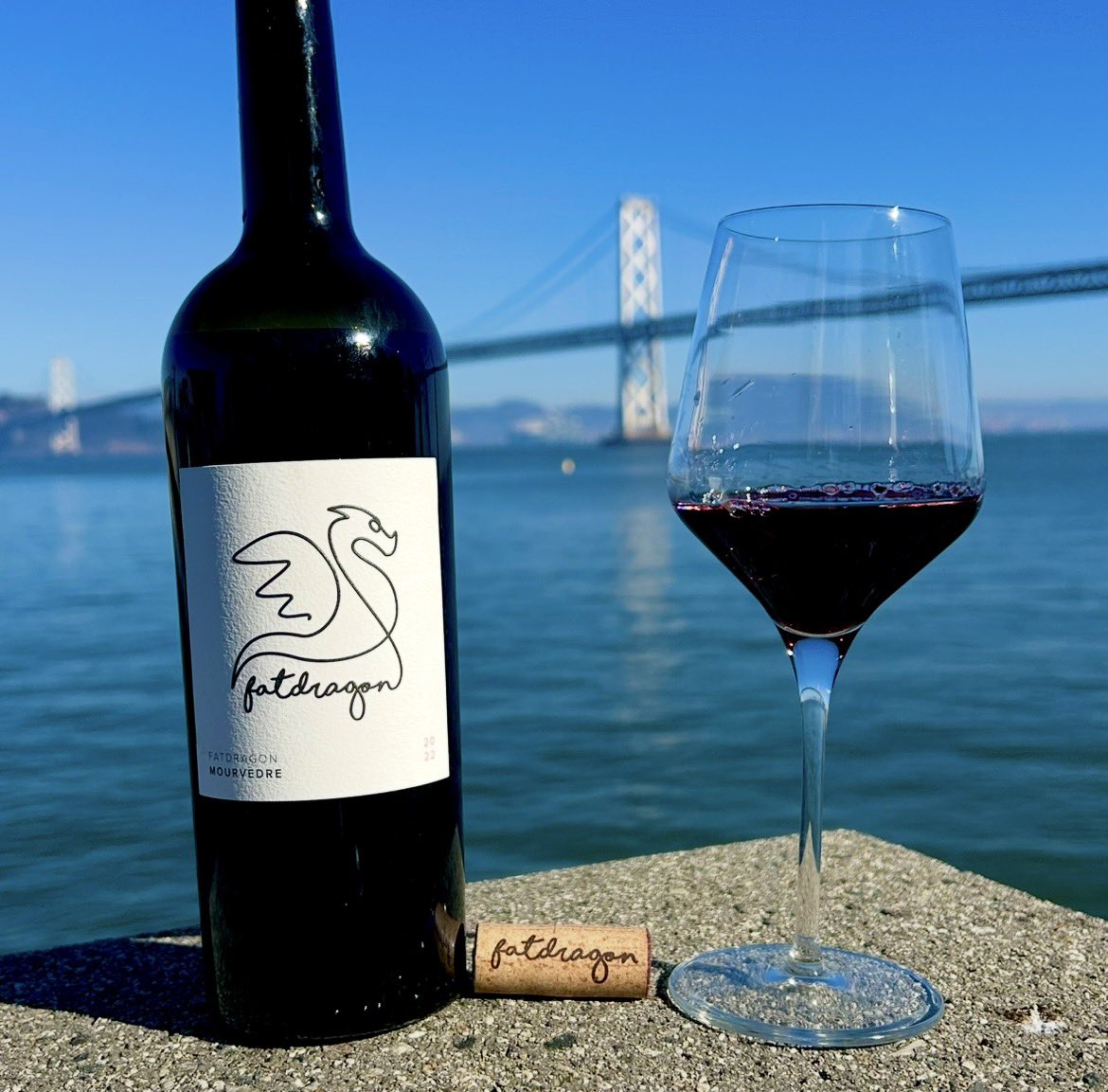 #MondayMotivation, from the foot of the SF/Oakland Bay Bridge is this Fat Dragon Mourvèdre from <a href="/drycreekvalley/">Dry Creek Valley</a>. There is a nose of black cherry, damp soil &amp; leather with tastes of blackberry, tobacco &amp; light pepper.  Found this one at Ferry Plaza Wine Merchant.