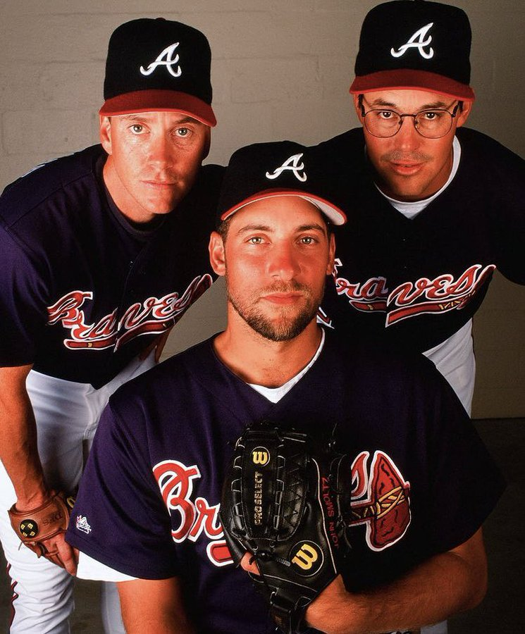 BBGreatMoments's tweet photo. Glavine, Smoltz, Maddux ⚾️ https://t.co/u0djAmf90I