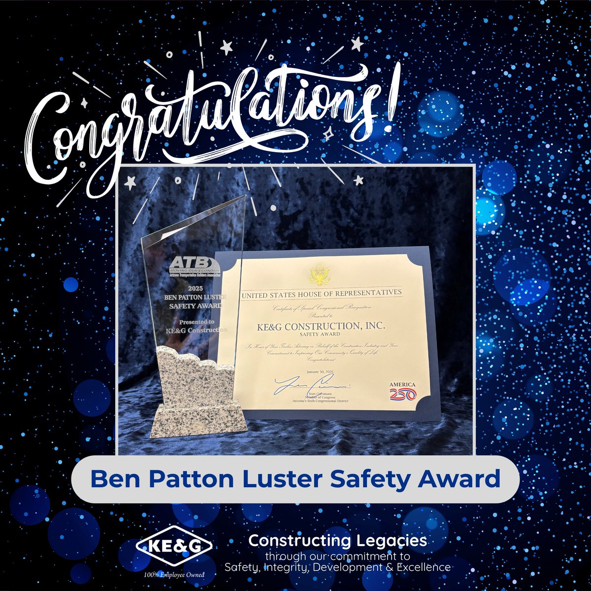 construction_ke's tweet photo. We’re proud to share that KE&amp;G has been awarded the Ben Patton Luster Safety Award by ATB. Thank you to our employee owners for leading the way and working safely.

#BenPattonLusterSafetyAward #WorkplaceSafety #KEGconstruction #HeavyCivilConstruction #ESOP #EmployeeOwnership https://t.co/YcJROH2Tzs