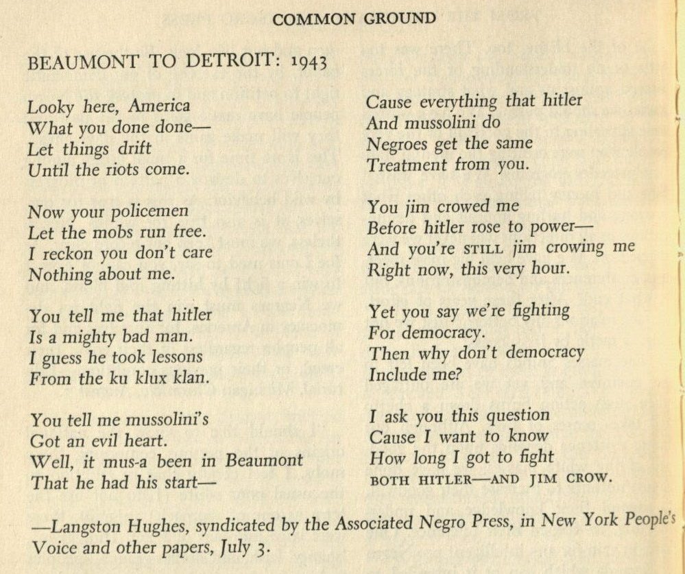 blkprofcct's tweet image. Langston Hughes told the world as much in 1943