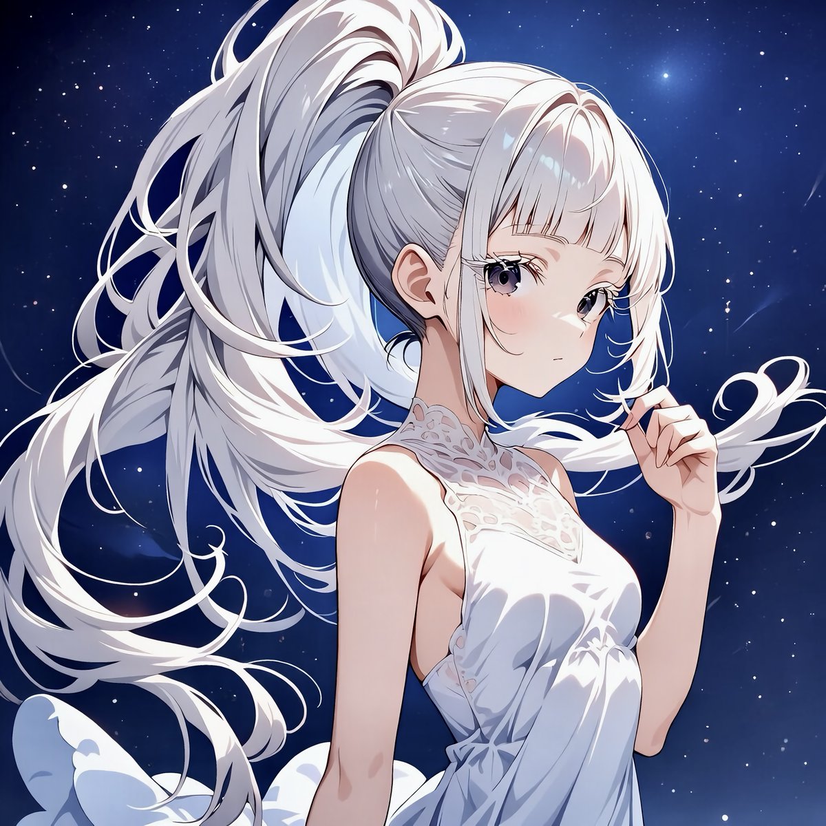 白 大きなポニーテール。 #AIイラスト #AIart #DaysAI