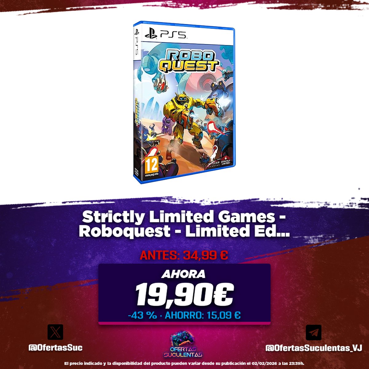 🔥 Strictly Limited Games - Roboquest - Limited Edition (PlayStation 5...

🤑 19,90€ • (PVP: 34,99 €)
💸 -43 % • Ahorro: 15,09 €
🛒 amzn.to/4rv3JFX

🔗 Canal: t.me/OfertasSuculen…
🔗 Chat: t.me/ChatOfertasSuc…