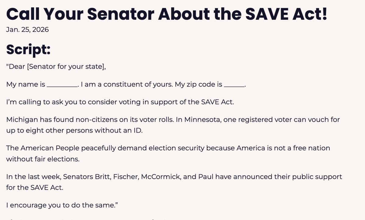 hippiedaytrader's tweet image. I'm calling my senators today and encouraging them to Pass the SAVE act. 

Join @ScottPresler and @EarlyVoteAction and do the same today!

We have a script for you to follow, but feel free to make it your own.

John Fetterman (D) (202) 224-4254
David McCormick (R) (202) 224-6324