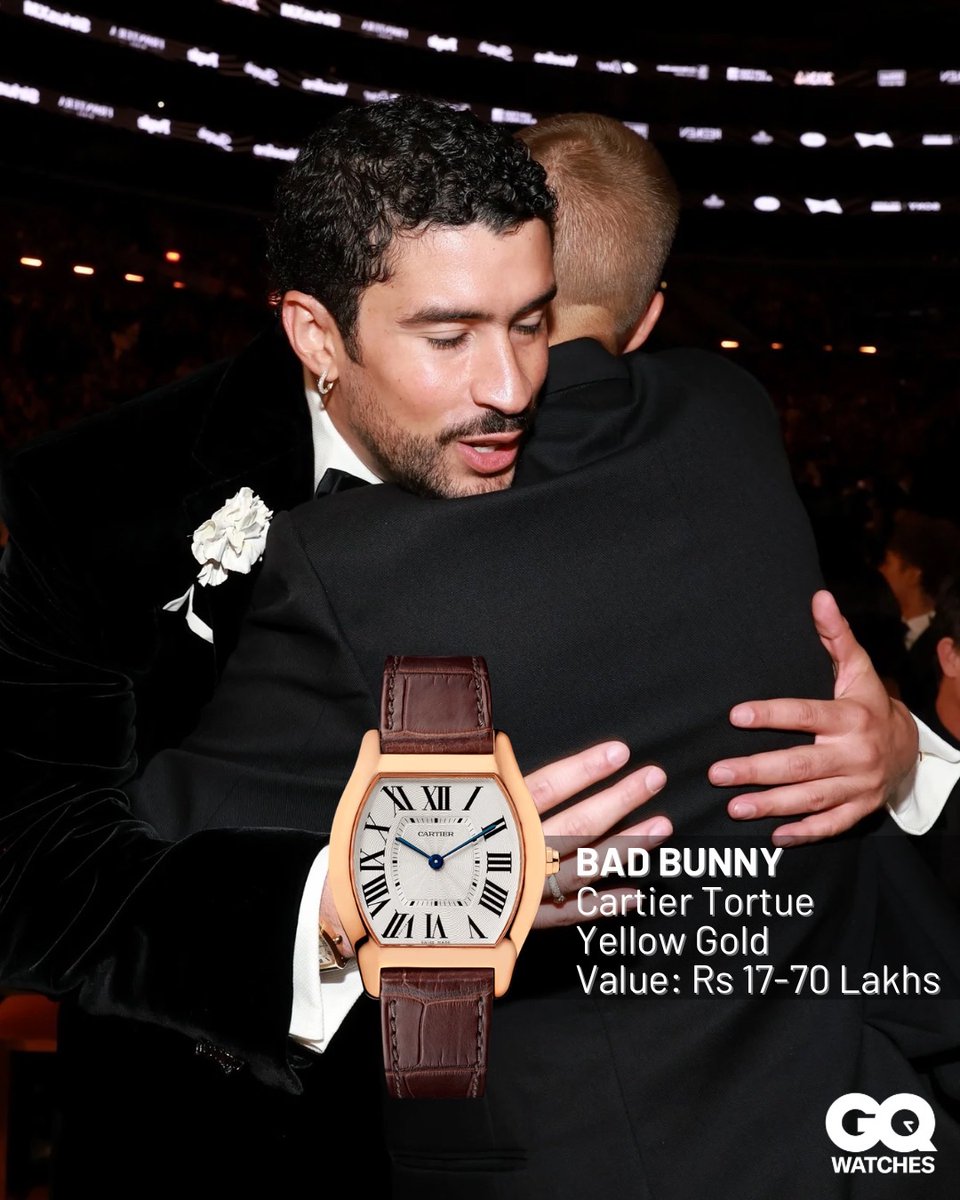 gqindia's tweet photo. From #BadBunny’s and #KendrickLamar’s classic Cartier picks to #Pharell’s Richard Mille moment, #Grammys2026 surely delivered some serious watch moments 🔥⌚️

📸: Getty Images https://t.co/iGUWZs6vxH
