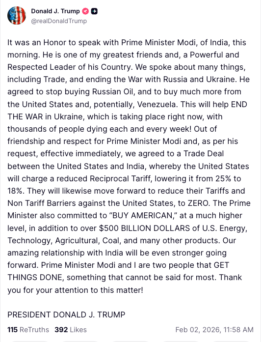 🚨 Surrender Modi🚨

After Putting Pressure on India, United States reduced the tariffs.

India stopped buying oil from #Russia and halted work on #Iran’s Chabahar Port.

🚨Modi has sold India’s dignity and respect.