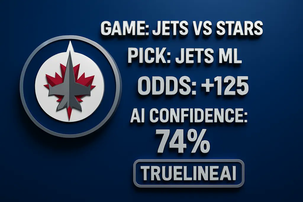 TrueLineAI's tweet photo. 🏒 PLAY OF THE DAY 🏒

Jets vs Stars
Jets ML
+125
74% AI Confidence
Plus-money value the model loves.
Data says Winnipeg is undervalued.
Ride with the Trueline Community 📈
#nhljets #SportBettingPicks #SportsBettingX   #TruelineAI https://t.co/LURJ632dGR