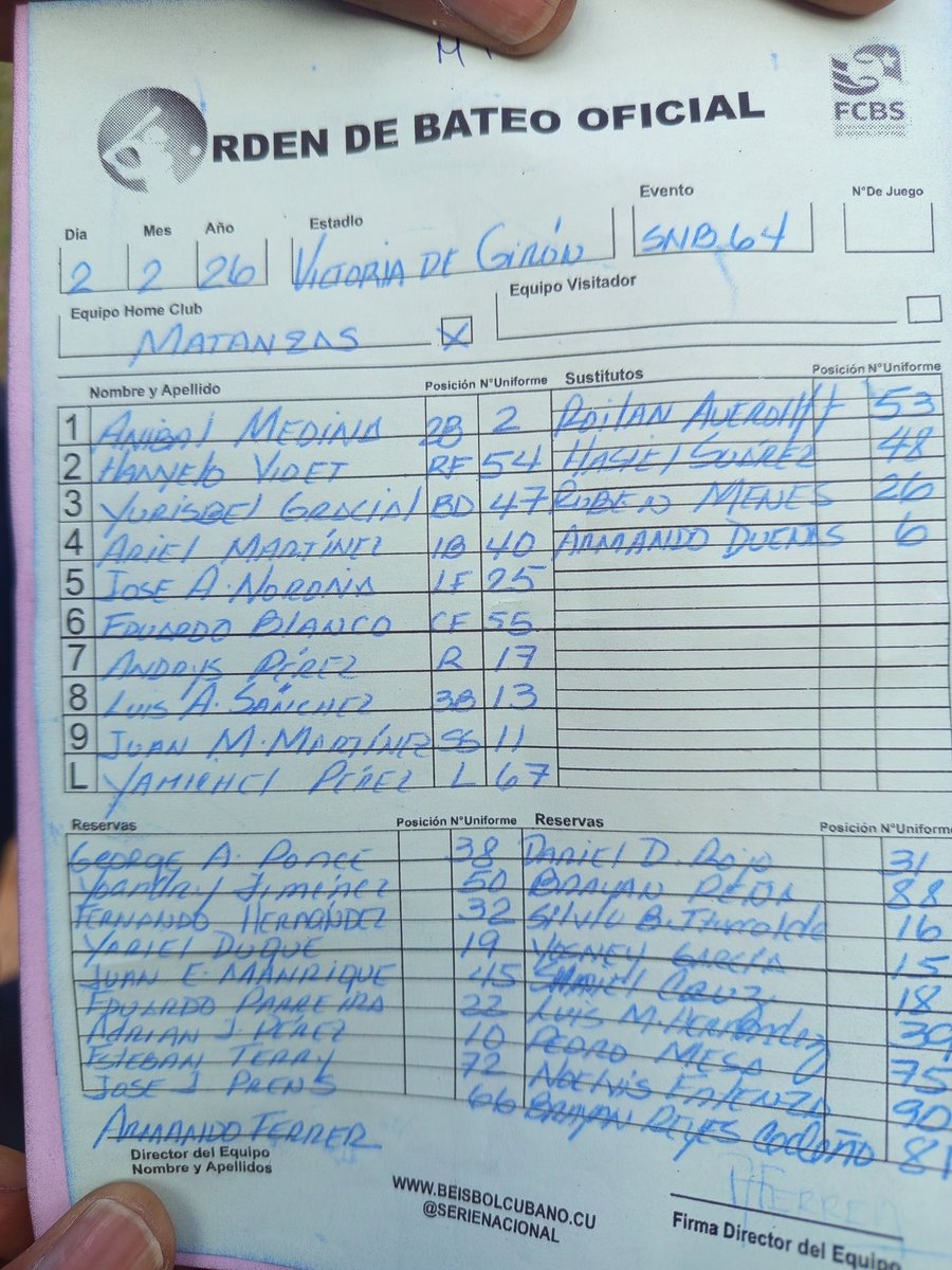 🇨🇺⚾ Aquí las alineaciones oficiales para el segundo juego entre Industriales y Matanzas. #64SNB #RadioRebelde