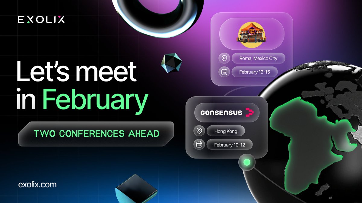 exolix_com's tweet photo. 🗓 February is expected to be a busy month with events and in-person conversations.

We’ll be attending @Monerotopia and @consensus2026 — two very different conferences in different parts of the world, but both important in their own way.

From privacy-first discussions to broader infrastructure and ecosystem conversations, it’s a great opportunity to connect, exchange ideas, and explore potential ways to collaborate 💬

📩 If you’ll be at either event, it would be great to meet in person and exchange thoughts. Feel free to reach out to book a meeting: partnerships@exolix.com.