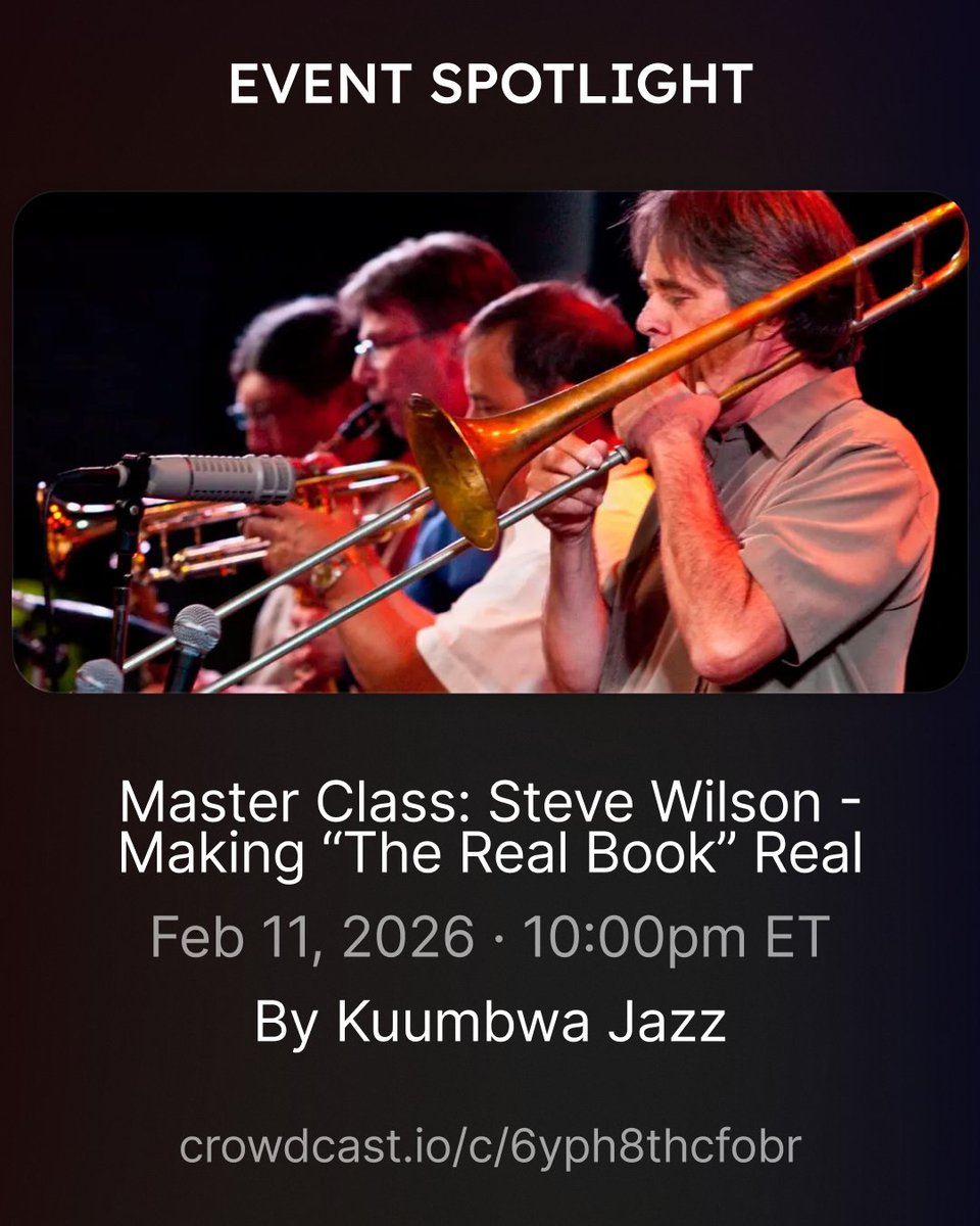crowdcastHQ's tweet photo. 🎷Event Spotlight: @kuumbwajazz 
What is The Real Book, and how do you really use it? This FREE online master class with Steve Wilson shows jazz musicians how to turn lead sheets into real, playable band arrangements.
Bring your instrument. Learn by doing. Feb 11 · 10pm ET: https://t.co/GEezhUHMh2