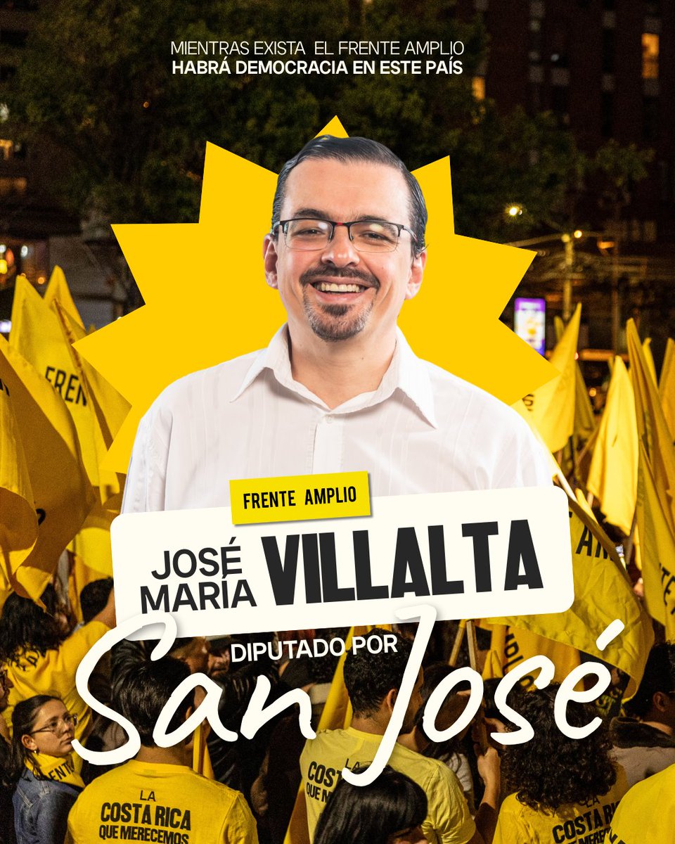FraccionFrente's tweet photo. ¡Villalta estará de vuelta en la Asamblea! 💛

Quien encabezaba nuestra lista de candidaturas por San José es ahora diputado electo, y podremos tener certeza plena que su lucha contra la corrupción y por la defensa de los Derechos Humanos nos llenará de un enorme orgullo. https://t.co/KDjK3eC4vr