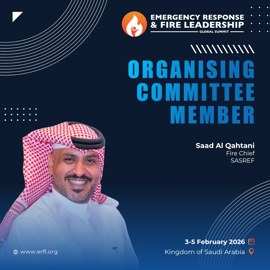 SASREF_Jubail's tweet photo. #SASREF is proud to be a Diamond Sponsor of the #ERFL2026 Global Summit, taking place in Jubail, Saudi Arabia.

SASREF will be represented by distinguished leaders and experts:

• Eng. Abdulkareem S. Al Shammari, General Manager – HSSE
• Saad Al Qahtani, Fire Chief & Organising Committee Member
• Ahmed J. Al-Subiei, Deputy Fire Chief. 

Their participation reflects SASREF’s strong commitment to fire safety, emergency response, and industrial leadership.

📍 Jubail | 🗓️ 3–5 February 2026