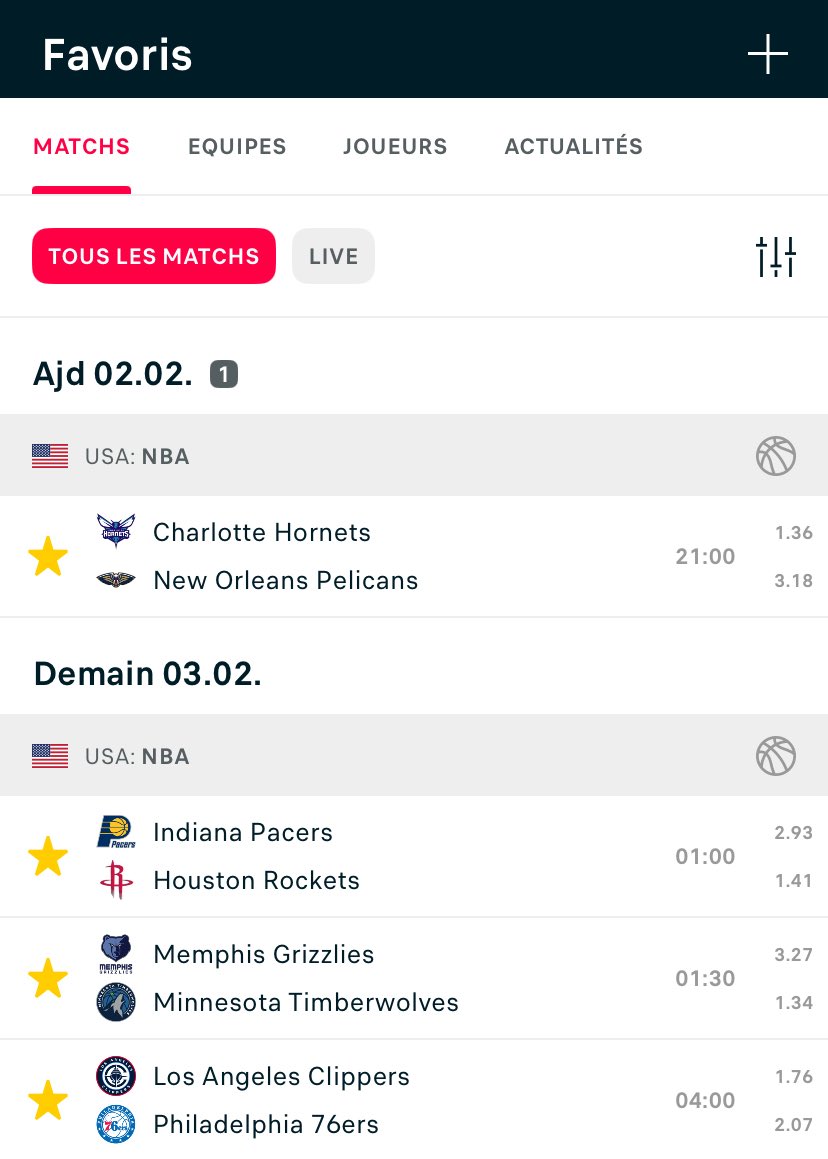 PRÊT À ENCHAÎNER LE PALIER 3 ?💰🧨

Peu de choix en NBA ce soir mais les match sont intéressant🎯 

Si j’vois beaucoup de monde branchez sur Twitter j’vous envoie également 2 bet sur les match de 21h00🔥
