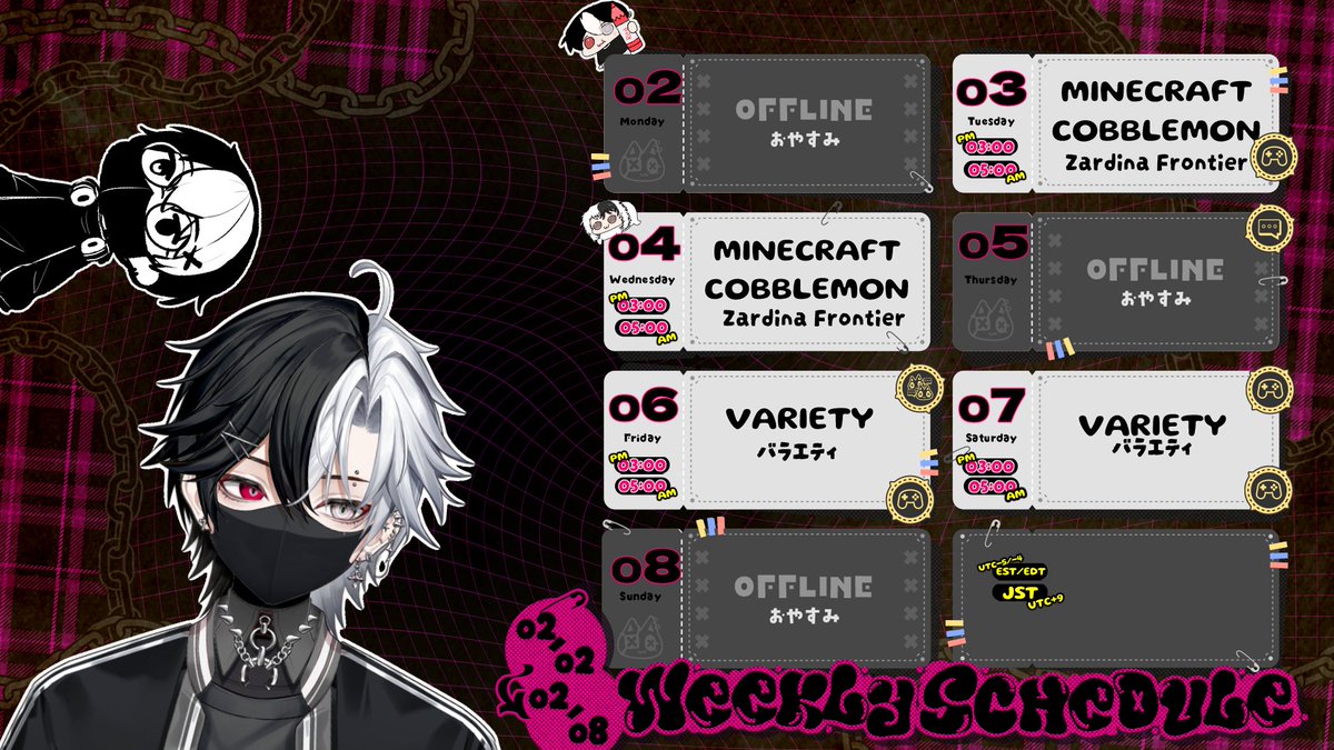 Zenji6D's tweet photo. ✨THIS WEEKS SCHEDULE ✨
. ₊ ⊹ . ⟡ . ⊹ ₊ .
AND ITS ON TIME.
Continuing on Cobblemon and hopefully we find a few more shiny. i still need to find alot more dark types.... lets have fun!
Tags:
🎨ART: #zenjillust
📷Clips: #zenjiclips https://t.co/3qIrwSf0MQ