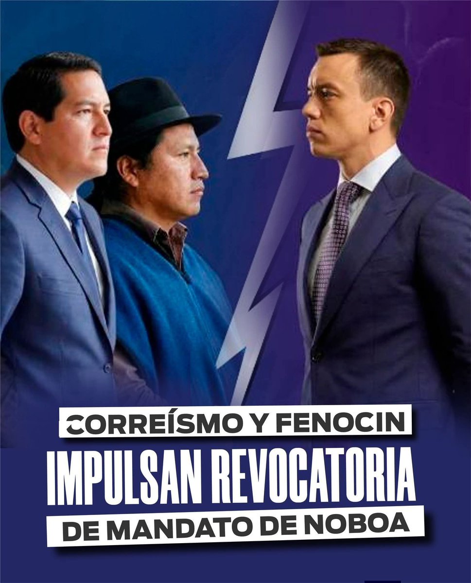 NO SE DEJEN LLEVAR POR LAS MENTIRAS DEL CORREISMO!
Tanto Leónidas Iza como Andrés Arauz, podrían caer en inicio de conmoción y desestabilización de nuestro país porque el presidente Daniel Noboa no tiene un año en funciones y no se puede iniciar ningún proceso de revocatoria.