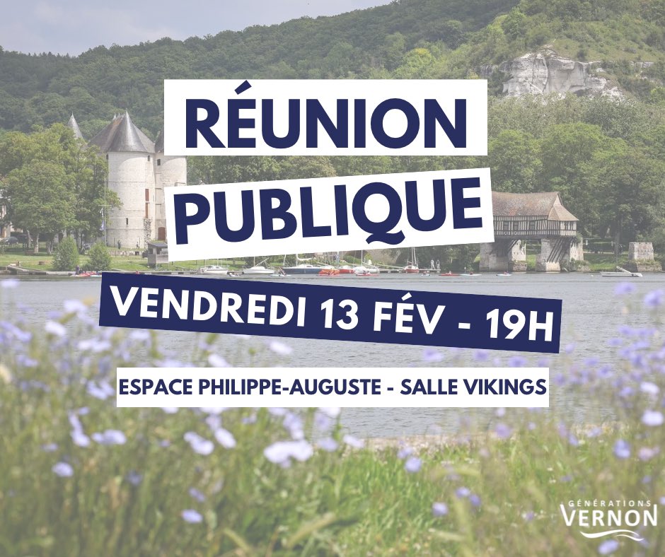 📅 À un mois de l’échéance municipale, l’équipe Générations Vernon vous donne 𝐫𝐞𝐧𝐝𝐞𝐳-𝐯𝐨𝐮𝐬 𝐩𝐨𝐮𝐫 𝐮𝐧𝐞 𝐫𝐞́𝐮𝐧𝐢𝐨𝐧 𝐩𝐮𝐛𝐥𝐢𝐪𝐮𝐞, en présence de <a href="/FOuzilleau/">François Ouzilleau</a> et de <a href="/SebLecornu/">Sébastien Lecornu</a> !

(1/3)