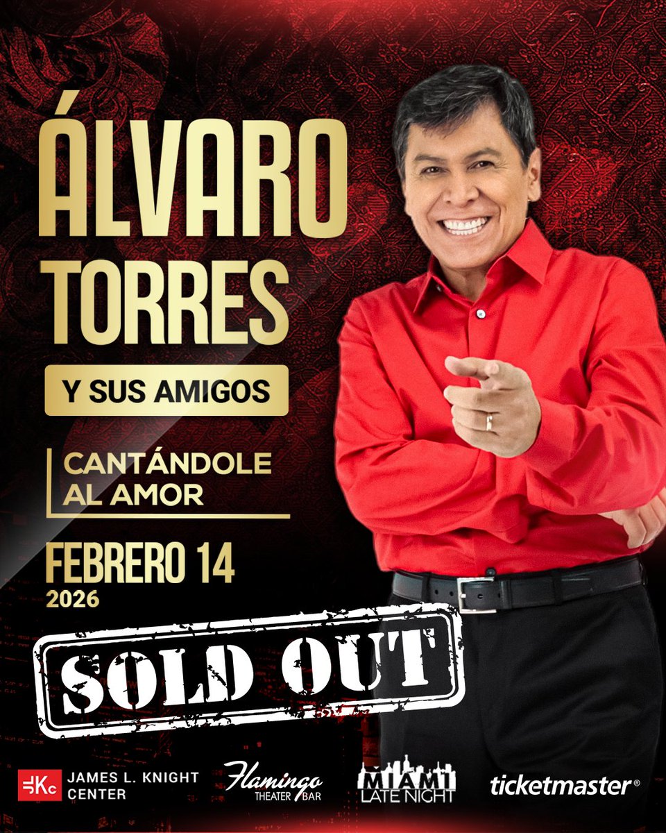 Miami, gracias de corazón.
Con mucha emoción les digo…
✨ SOLD OUT ✨
Prometo entregarles lo mejor de mí.
Nos vemos muy pronto en el James L. Knight Center.
Gracias, Miami. ❤️