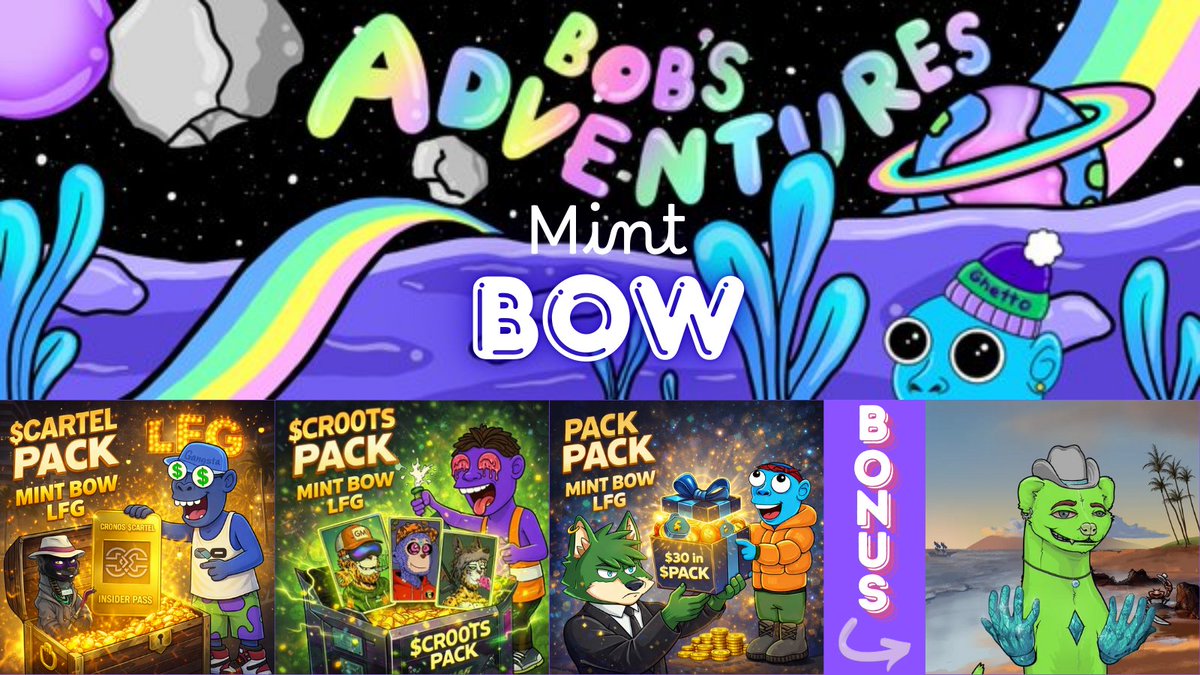Crypto_Mike55's tweet photo. 🚨 BOW MINT IS ABOUT DONE 🚨

Only 460 BOWs remain.

We’re currently in the Mink Pack Phase with just 80 mints until the next pack unlocks.

Here’s the push 👇
🎁 I’m personally giving away 1 Cartel Mink NFT when we clear the next 80 mints.

What comes next?
We’re not saying. 👀

Next on the table:
🟢 Cr00ts Pack
🟡 Wolfies Pack

Each pack brings different value, different communities, and different upside and we’re not announcing the order. 😱

Also still live:
🎯 Bounty NFTs on specific IDs
👑 2 Legendaries still unminted
💸 Daily $CRO claims in the BOBs server (more BOW = more CRO)
🔒 BOW staking on @ObsidianSwap for the next 58 days

This phase decides positioning.
The next pack decides outcomes.

👉 MINT BOW https://t.co/tsWkwEWtnp