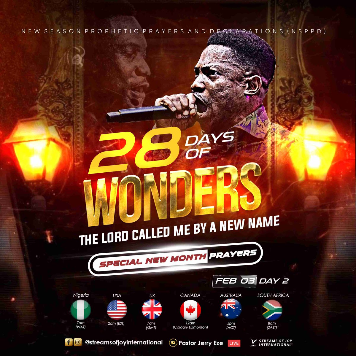 RealJerryEze's tweet photo. 🔲THE 28DAYS OF WONDERS ARE HERE
🔲EACH DAY WILL BRING YOU CLOSER TO EVER-INCREASING WONDERS
🔲EACH DAY WILL PROPEL YOU TO GREAT GLORY
🔲FEBRUARY IS YOUR MONTH
🔲DON'T MISS ANY DAY!!

FEBRUARY NEW MONTH PRAYERS AND PROPHETIC DECLARATIONS.
➖THE LORD CALLED ME BY A NEW NAME.

And the Gentiles shall see thy righteousness, and all kings thy glory: and thou shalt be called by a new name, which the mouth of the LORD shall name. (Isaiah 62:2)

🔲PREPARE TO TAKE ON A●●●
☑️Transition Name 
☑️Name That Breaks Patterns 
☑️Name That Shatters Cycles
☑️Name That God Has Given 
☑️Name That Will Make Enemies Cry
☑️Name That Brings Global Visibility 
☑️Name That Makes Demons Cry
☑️Name That Pushes You Out There 
☑️Name That Will Cause A Turnaround 

🔲PROPHETIC INSTRUCTIONS●●●
✍🏼Write a "NEW NAME LIST" : Any new name you want to be called
📝Also Write On Another Sheet: "THAT'S NOT MY NAME LIST": Every evil name that must be obliterated. 
📸Gather and Download Photos of all your FEBRUARY expectations 
📞Bring your friends and family along. Share the link. Share the fire!
📺Watch LIVE On All Our Social Media Platforms. 7am Nigerian time. 

Declare With Me: I HAVE A NEW NAME. FEBRUARY, LET THE WONDERS ERUPT.

#NSPPD 
#7amfireprayers