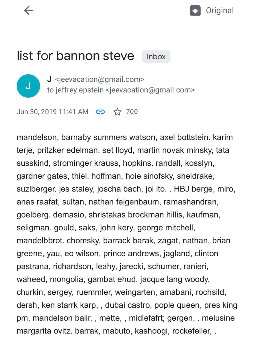 TEN DAYS BEFORE Epstein was found ‘dead in his cell’  he created a "List for Steve Bannon" and emailed it to himself. Former President Waheed appeared on a similar cryptic list back in 2016.