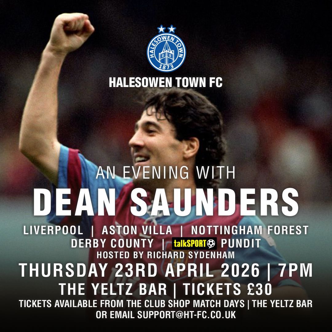 🙌 We are delighted to announce former Premier League player and current TalkSport pundit Dean Saunders will be joining us at The Yeltz Bar on Thursday 23rd April⚽

🎟 Standard Tickets - £30
⭐ VIP Tickets - £45

ℹ️ Full Details: ht-fc.co.uk/an-evening-wit…

#UpTheYeltz