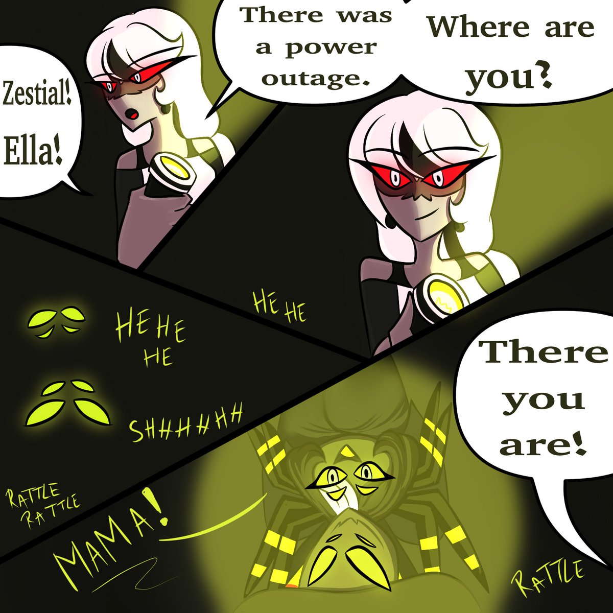 tanemaarts's tweet photo. @HVFankidWeek
#zestmilla #carmillacarmine #zestial #HazbinHotel #HVFankidWeek
Day 3: Power outage
Who doesn't like a good game of Hide and Seek? Elizabeth loves them. https://t.co/pVoLhuBShN