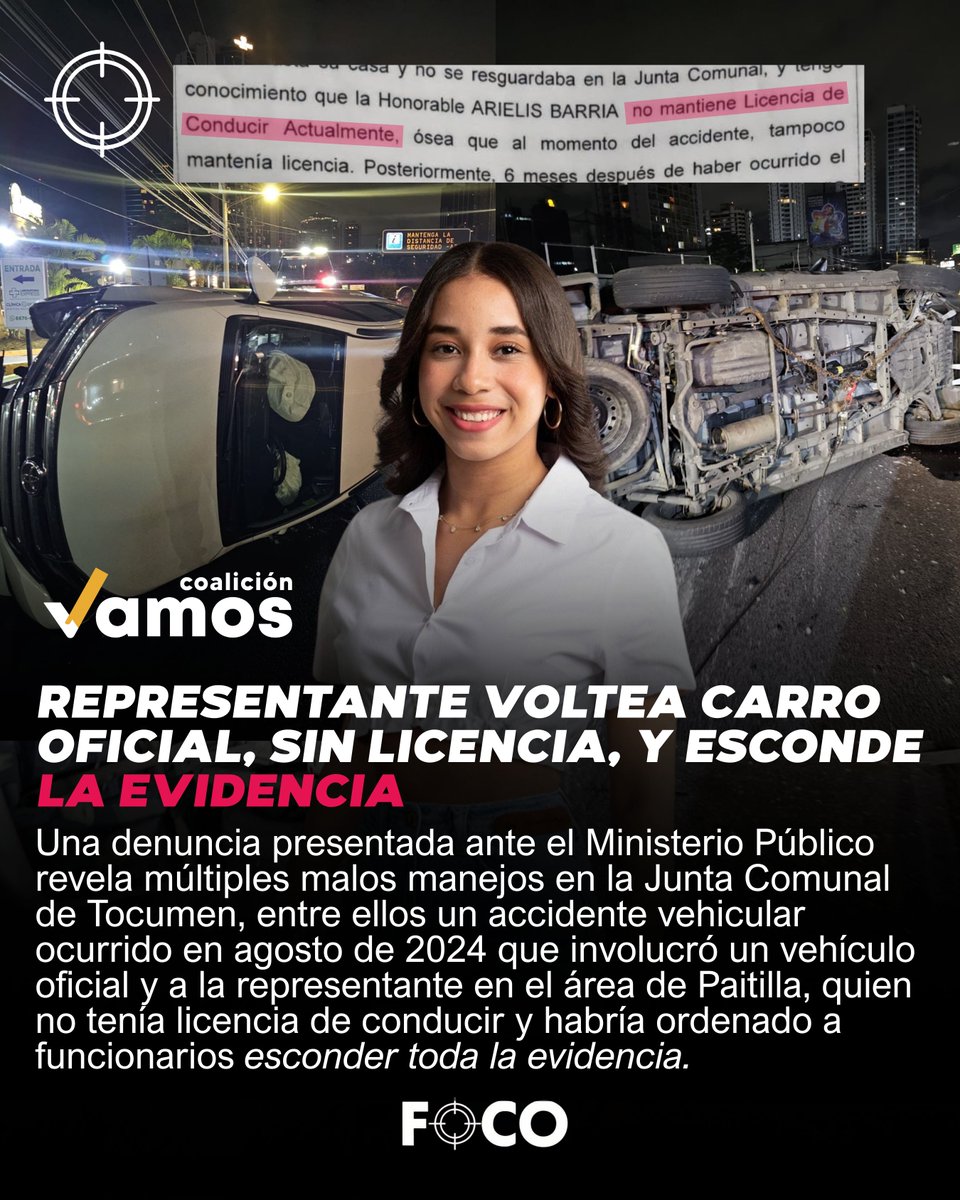 Representante voltea carro oficial, sin licencia, y esconde la evidencia