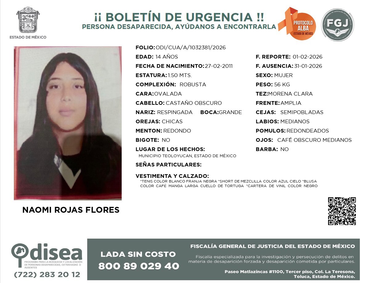 Alberto_Rubio's tweet image. Ya hay ficha de búsqueda de Naomi Rojas Flores, quien su mamá padeció la negligencia del MP en Huehuetoca, en el Estado de México.