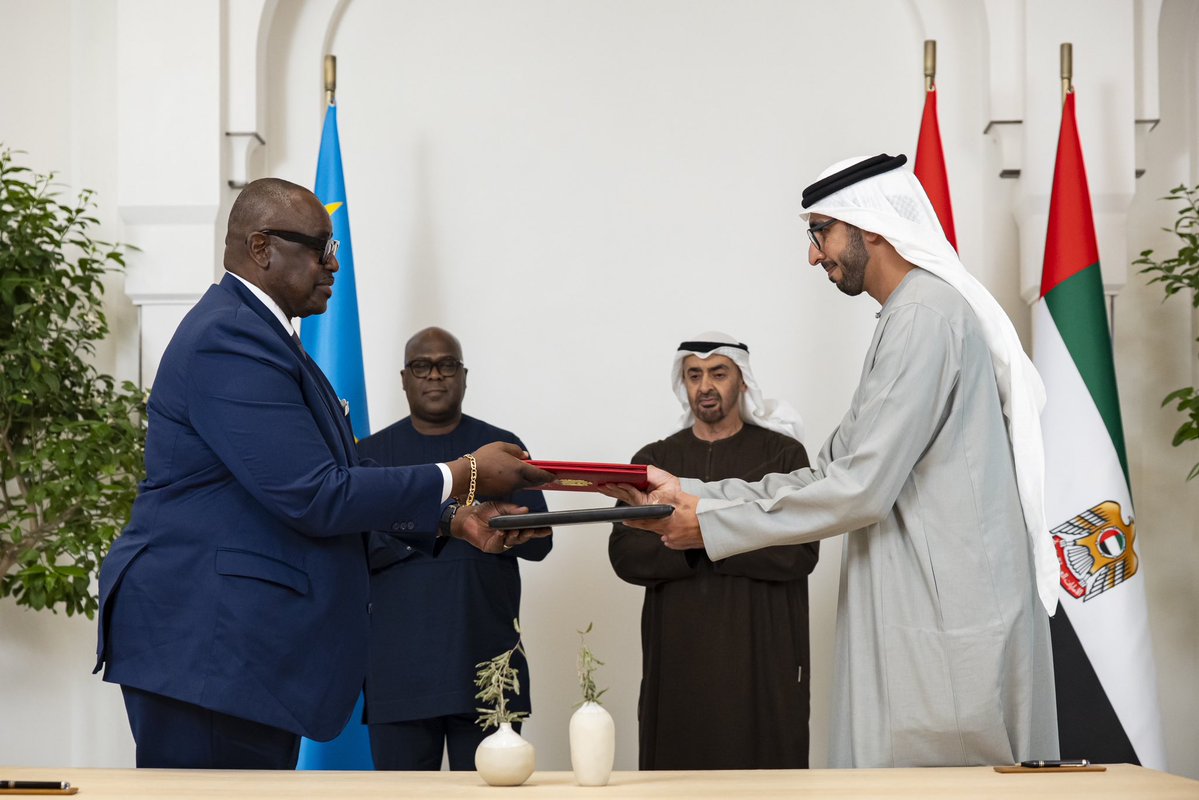 I was pleased to witness the signing of a Comprehensive Economic Partnership Agreement today alongside President Felix Tshisekedi (<a href="/FelixUdps/">Felix Tshisekedi - UDPS</a>). In line with our two countries’ commitment to strengthening trade and investment ties, this CEPA will enable the UAE and Democratic