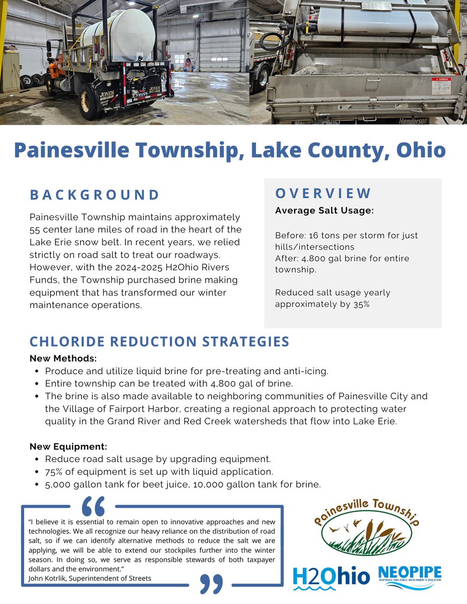 Here's an awesome "sensible salting" success story from our member community, Painesville Township. Great job!
#SaltSensibly #LoveYourLakeErie