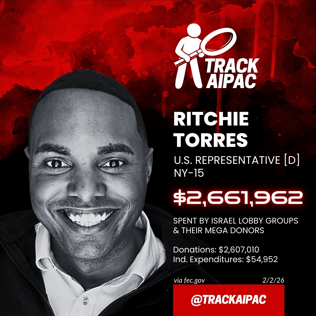 TrackAIPAC's tweet image. UPDATE: Rep. Ritchie Torres (@RitchieTorres) has now received &amp;gt;$2.66 MILLION from the Israel lobby and their mega donors. #NY15
