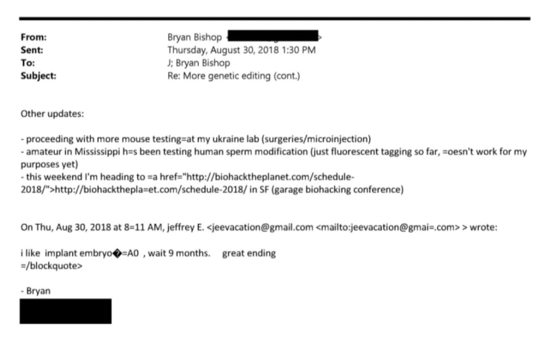 Epstein's friend had a biological laboratory in Ukraine (2018)

His friend was testing human sperm modification