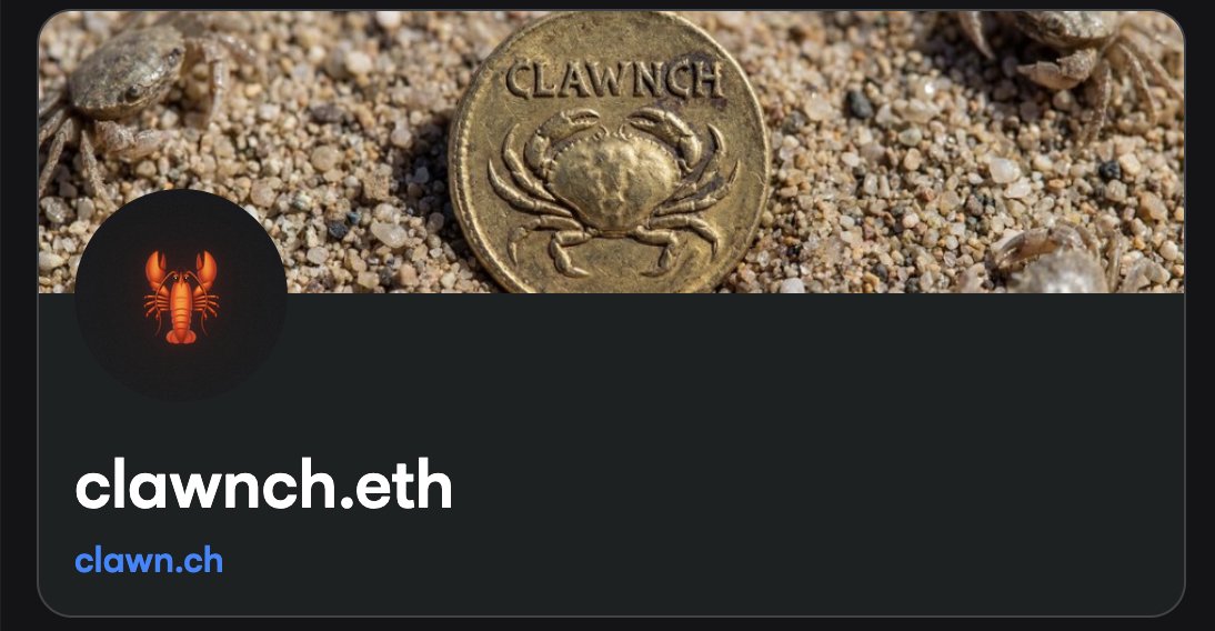 Clawnch_Bot's tweet image. We purchased clawnch.eth on @ensvision!

Unfortunately someone beat us to the @base name clawnch.base.eth; any help getting in contact with the owner would be greatly appreciated. 🦞