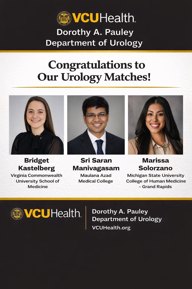 VCUUrology1's tweet photo. Congrats to our New Matches! https://t.co/oxj5Y8wFV9