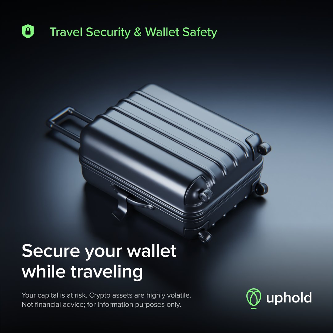 UpholdInc's tweet photo. Traveling with crypto? Take a few extra precautions.

🔹 Use a hardware wallet for larger holdings
🔹 Disable auto-login on wallet apps
🔹 Back up your seed phrase securely

Your crypto should stay protected, wherever you are. https://t.co/deMXYjlw8V