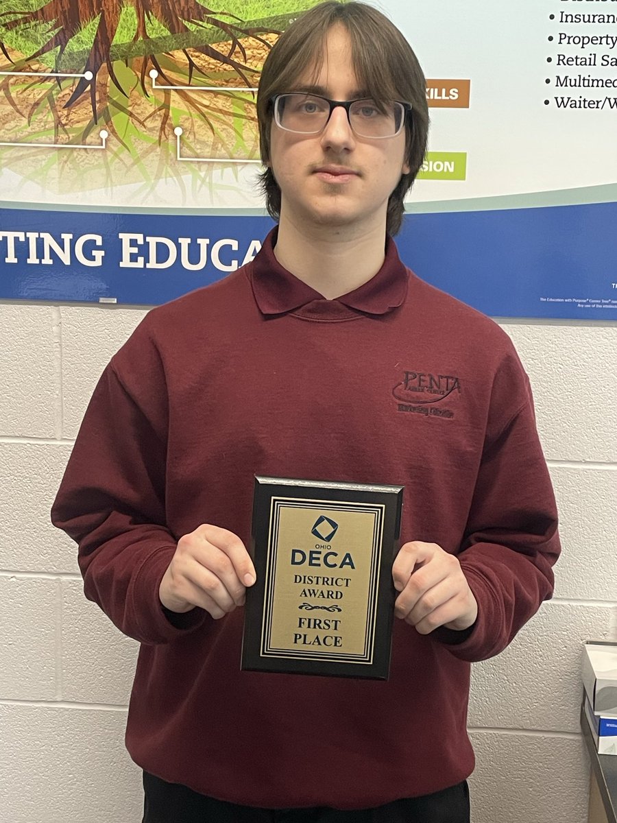 penta_deca's tweet photo. Congrats to Will Brambley for finishing 1st Place, at the DECA District 2 Competition, in the Hotel &amp; Lodging Series Event. https://t.co/G9VqD0DsYX