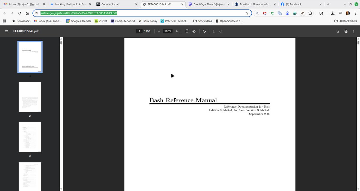 sjvn's tweet photo. WTAF! The Bash Reference Manual is in the Epstein files. 

https://t.co/WEyvpgjLSN https://t.co/03vcFGsgzE