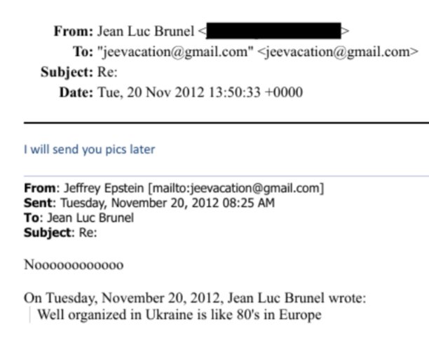 Epstein's pedophile friend Luc Brunel:
"Well organised in Ukraine is like 80's in Europe"

He said he'd "send pics later"

In the 80s, the politically connected Dutroux gang kidnapped and raped young girls openly as part of elite abuse rings
