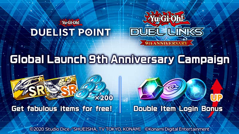 Duelists in the United States! Celebrate #YuGiOhDUELLINKS’ 9th Anniversary with free rewards and double item login bonus on the official Yu-Gi-Oh! DUELIST POINT website! More regions will follow over time. 
ℹ️: bit.ly/4kel2J3