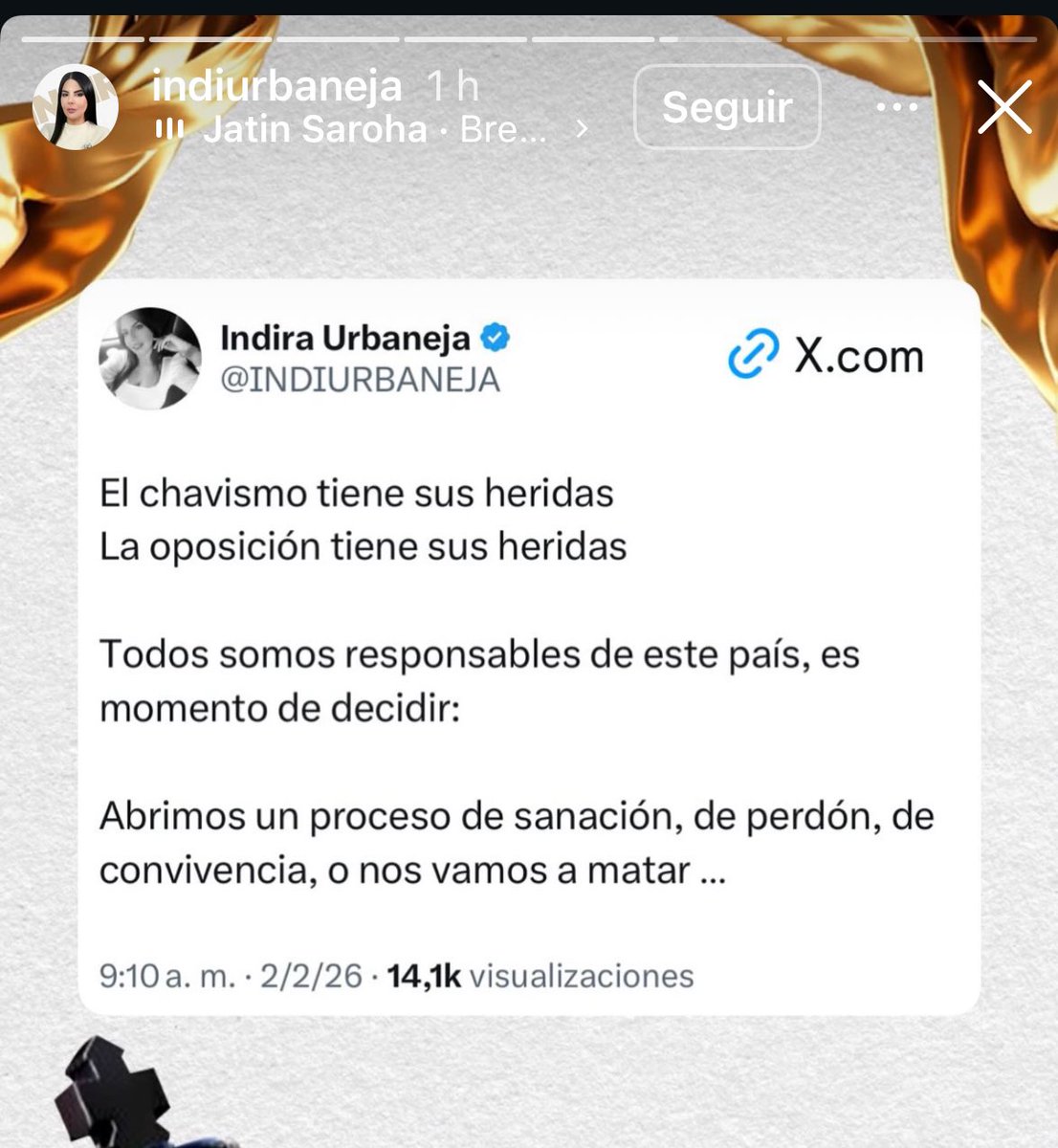 Como es la cosa <a href="/INDIURBANEJA/">Indira Urbaneja</a> ? 

Que dice el público?
