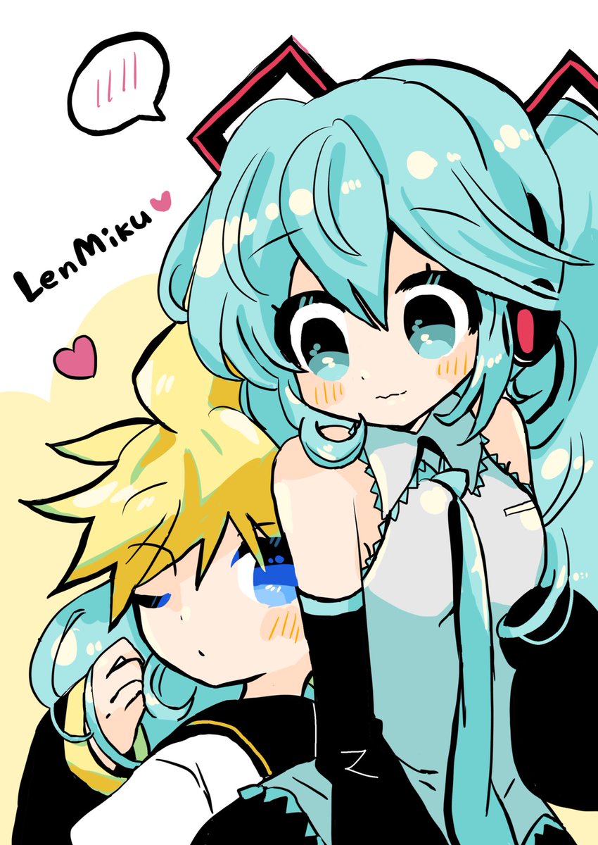 #レンミク
ミクちゃんの髪に包まレンくん💛💚