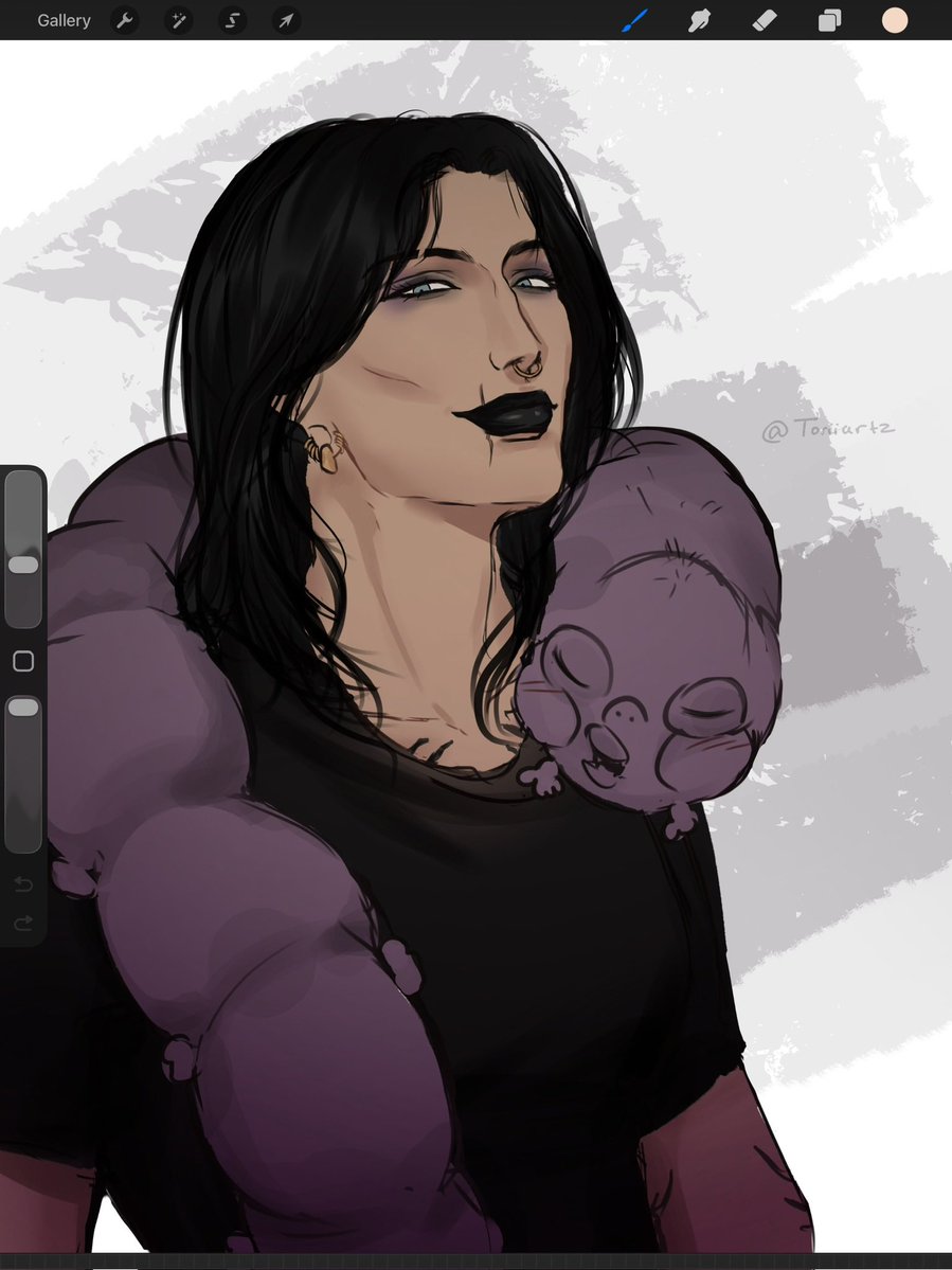 Toriiartzz's tweet image. Rhea Ripley as Toji 
(i was bored) 
#jjk #TojiFushiguro #RheaRipley