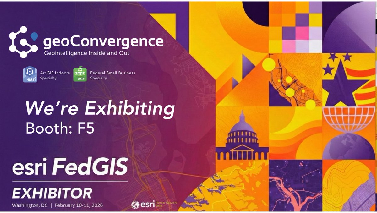 geoConvergence's tweet photo. Big two weeks ahead! DC → Denver
2/9: Roundtable (DC Fire &amp; EMS)
2/10-11: FedGIS, DC | Booth: F5
2/16-18: GeoWeek in Denver | Booth: 535
Demo:  Scan2Twin—wearable, handheld, robotic. Operations-ready digital twins. Mon 2/16 3-4pm
https://t.co/CENH0GDmHJ

#GeoWeek2026 #FedGIS2026 https://t.co/IzBZjTKCBX