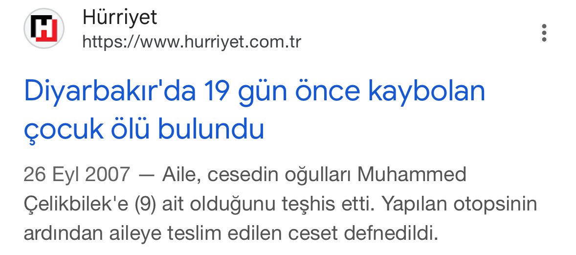 Son 4 rt ile bunları da birleştirin. 19 yıl önce Diyarbakır’da kaybolan Muhammet isimli bir çocuğun cesedi de kaybının 19. gününde Narin gibi aynı derede bulunuyor. Narin de 19. gün bulunmuştu. Niye hep 19’da kesişiyor bu işler?