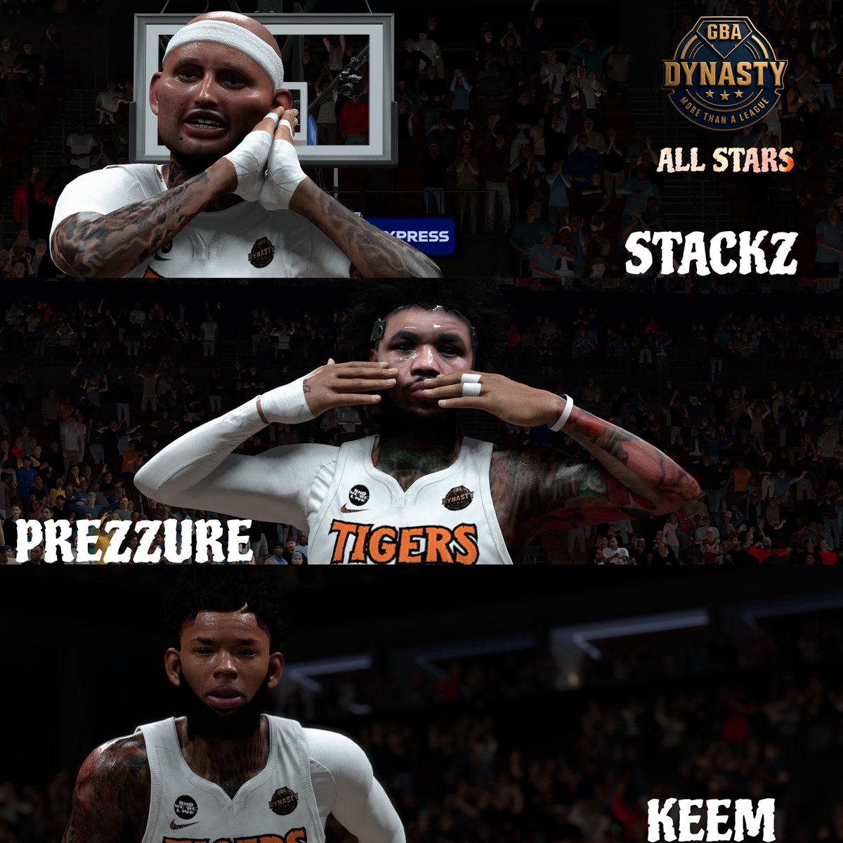 WoodsideTigers's tweet photo. Grammy Family.  Salute to PreZZure, Stackz, and Keem for making the GBA West All Stars.  Salute to Keem for making the GBA All Defense 2nd team.  A few accolades to celebrate a solid 1st season 🐅 

#RoarSide
#ClawCity
#EyeOfTheTiger
@GBAProamleague https://t.co/HeTOB1tOaD