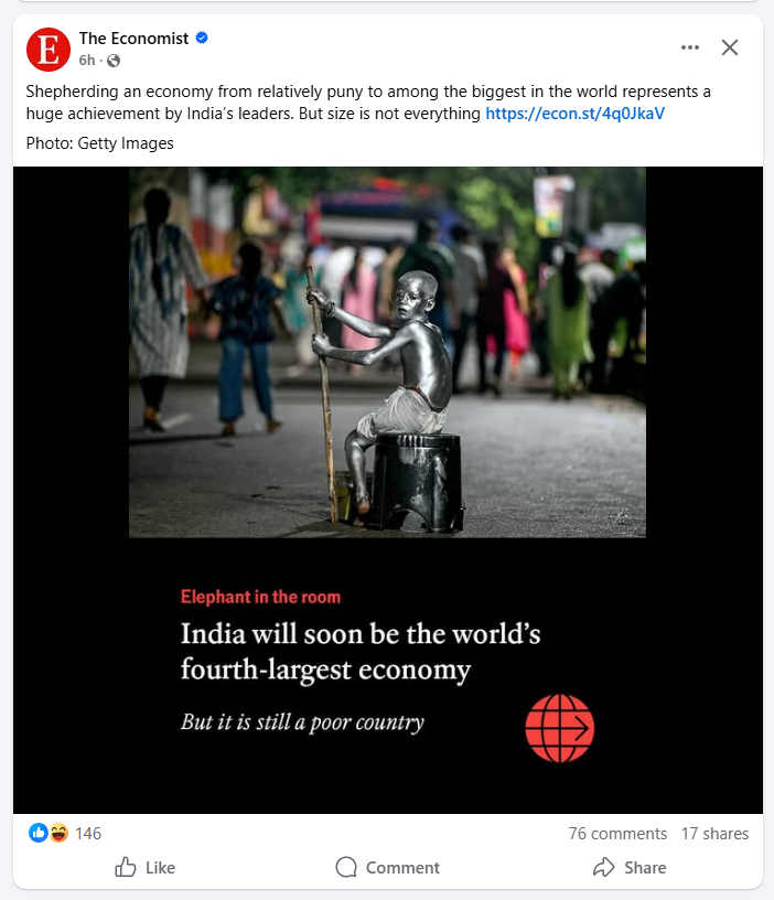 Stupidgupta91's tweet photo. Why @TheEconomist being so racist!!!! Why @PMOIndia is not taking any action against such media companies. @shambhav15 @kushal_mehra no matter your efforts. These media companies will stay the same. I saw this post on facebook.
Link - https://t.co/6cdw2CnpAx https://t.co/v9Ks8xsc2a