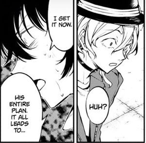wanchuuyas's tweet photo. the preview from the next chapter has a reference to no longer human which could mean dazai comeback… AND CHUUYA IS WITH DAZAI RIGHT NOW!! chuuya comeback tomorrow might be real… https://t.co/ynBUmnY4OD