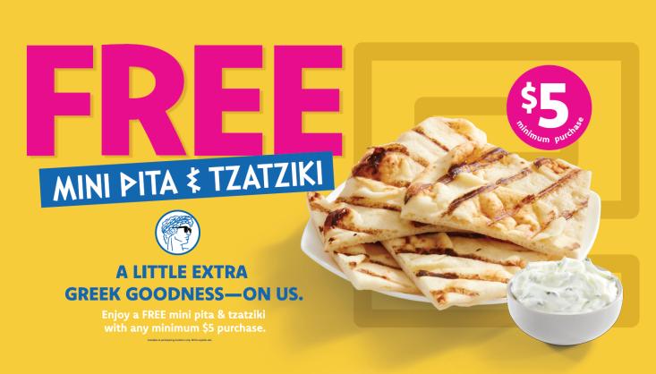 FREE Mini Pita &amp; Tzatziki
Happy February! Enjoy FREE Mini pita &amp; tzatziki on all online orders of $20 or more. *$5 minimum for in-store orders. Offer valid from February 2 - 28, 2026. While supplies last. #mrsouvlaki #staytrue #stoneroadmall