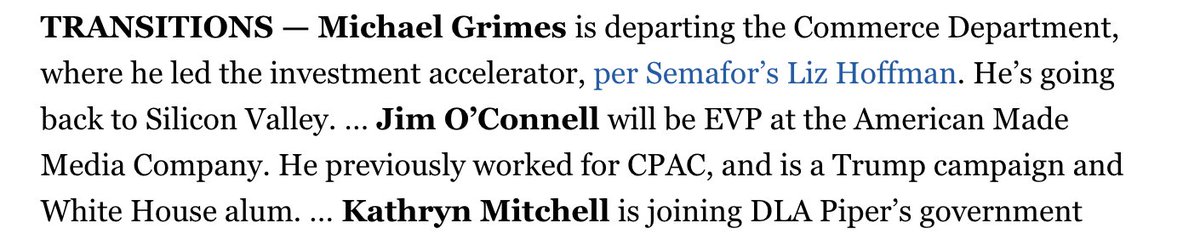Big news for AMMC spotted in <a href="/playbookdc/">POLITICO Playbook</a>!

We’re thrilled to welcome Jim O’Connell as our new Executive Vice President.

Jim brings deep experience advancing President Trump’s America First agenda — from key roles at CPAC, on the 2020 Trump campaign, and serving in the first