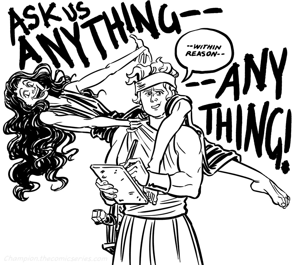 Al_Figgy's tweet photo. That’s right, now's your chance to drop your burning questions for the ladies--be it silly or serious--and answers will be posted after Chapter 3! (l1nks below!)
#comic #illustration https://t.co/TJFMs0cTDr